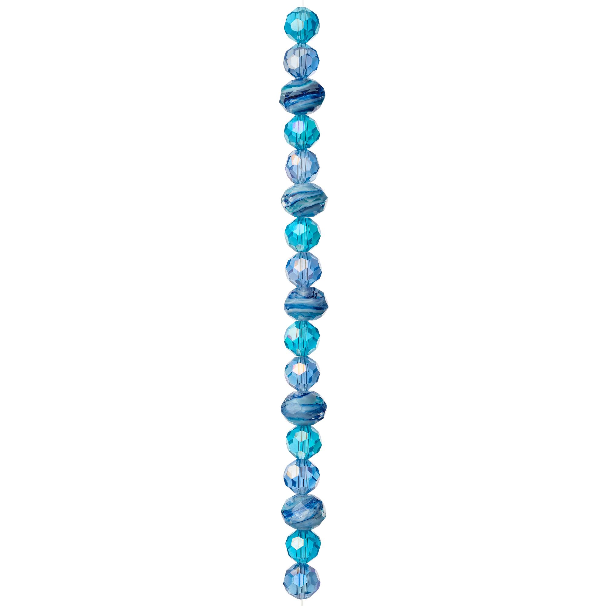 Aqua Mix Glass Faceted Beads by Bead Landing™